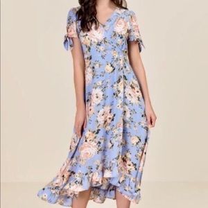 Francesca’s Victoria Ruffle Floral Wrap Dress